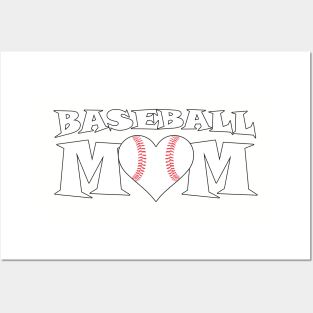 Baseball Mom Heart Shaped Baseball Posters and Art